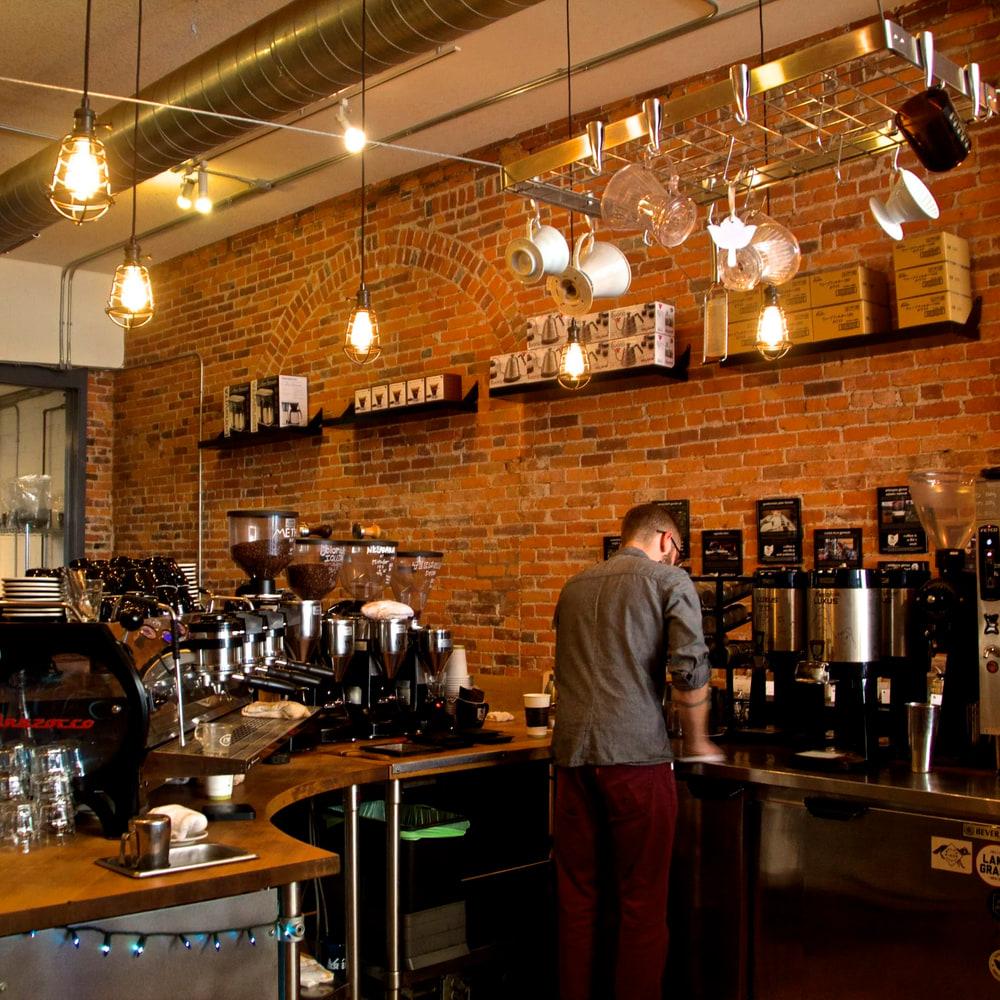 The bar from the door, under the pendants